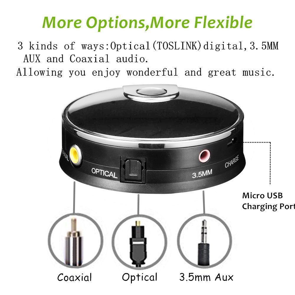 URANT Bluetooth 4.0 Audio Transmitter for Smart TV XBOX PS4 Bose JBL B&W Integrated Optical Toslink S/PDIF Coaxial AUX Input Connect Dual wireless Headset Lowest Lags